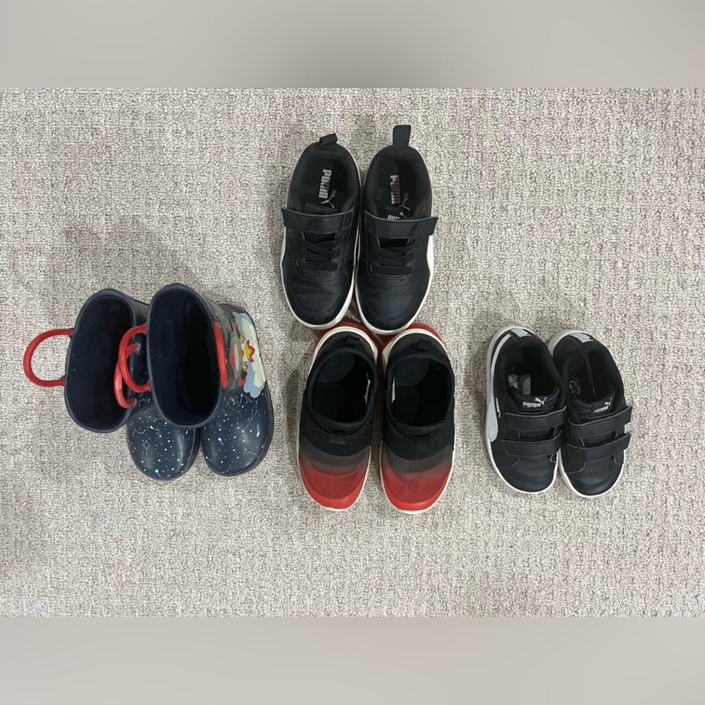Puma sneakers & Rain Boot size 10 and size 12